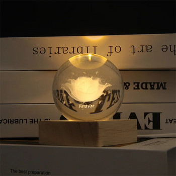 Δημιουργικά τριαντάφυλλα 3D Bola De Cristal Usb Υπνοδωμάτιο Νυχτερινό Φως Δώρο γενεθλίων φίλου την ημέρα του Αγίου Βαλεντίνου Κρυστάλλινες σφαίρες Διακόσμηση επιφάνειας εργασίας