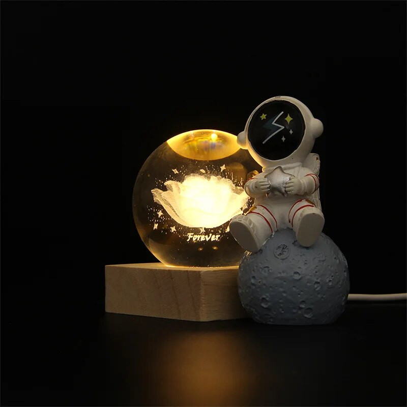 Kreatív rózsák 3D Bola De Cristal USB Hálószoba Éjszakai Fény Barát születésnapja Valentin-napi ajándék kristálygömbök asztali dekoráció