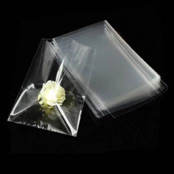 100 τμχ Διαφανής επίπεδη ανοιχτή κορυφή Candy bag OPP Πλαστική τσάντα σελοφάν Γλειφιτζούρι Συσκευασία μπισκότα Συσκευασία Τσάντες δώρου γάμου