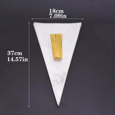 100 darabos készlet átlátszó celofán csomagolózacskók átlátszó kúpos cukorka zacskók barkácsolás esküvői születésnapi parti ajándék zacskók popcorn p