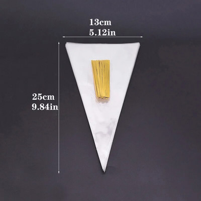 100 darabos készlet átlátszó celofán csomagolózacskók átlátszó kúpos cukorka zacskók barkácsolás esküvői születésnapi parti ajándék zacskók popcorn p