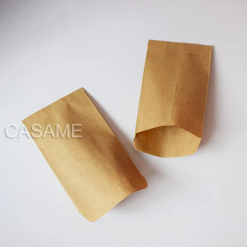 6x10 cm-es kézműves sütiszacskó 100db Kraft papírzacskó mini boríték ajándéktasakok édességzacskók snacksütési csomag kellékek ajándékcsomagoló ragasztó