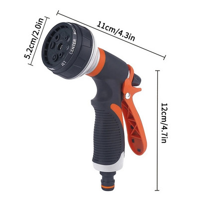 Többfunkciós vízpisztolyok, állítható nyomású autómosó szórópisztolyok 8 üzemmódú TPR fogantyús fűlocsoló permetezők kerti kellékek