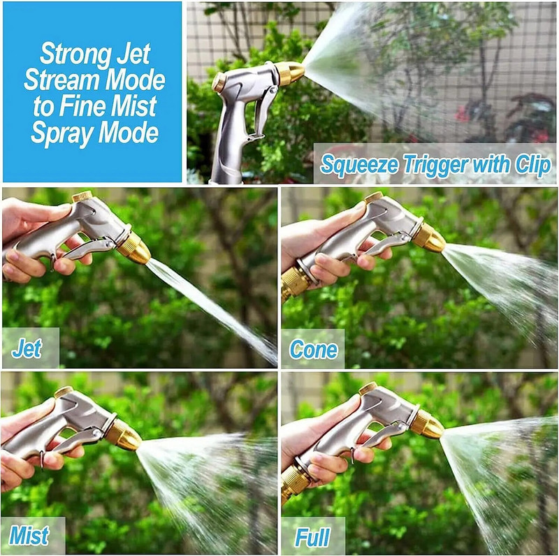 Kerti tömlőfúvóka Nagy teherbírású fém szórópisztoly permetező sárgaréz autómosó üzemekhez, öntözéshez, háziállatokhoz, zuhanypadló tisztításához