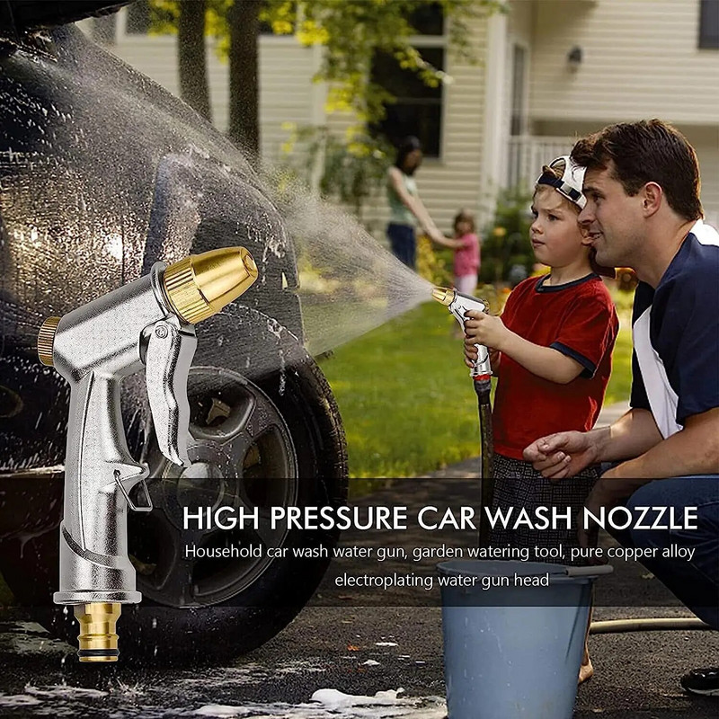 Kerti tömlőfúvóka Nagy teherbírású fém szórópisztoly permetező sárgaréz autómosó üzemekhez, öntözéshez, háziállatokhoz, zuhanypadló tisztításához