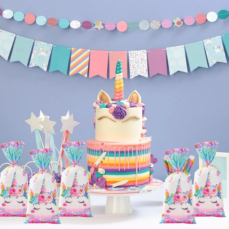 25/50 DB UnicornTheme cukorka táska ajándékcsomagoló táska Unicor születésnapi parti dekoráció Esküvői babazuhany parti kellékek ajándéktáska