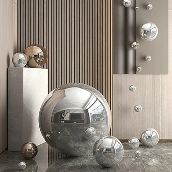 Ανοξείδωτο στολίδι Μεταλλικό για διακόσμηση σπιτιού / κήπου / εμπορικών κέντρων High Gloss Sphere 304 από ανοξείδωτο ατσάλι, καθρέφτης κούφια μπάλα