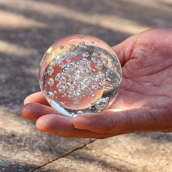 60 мм прозрачна балонна кристална топка Орнаменти за бюро Начало Творчески стъклен декор Сфера Фонтан Водно колело Аксесоари за въртяща се топка