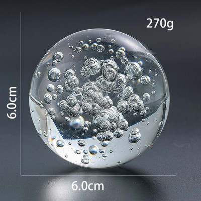 60mm átlátszó buborékos kristálygömb íróasztal díszek otthoni kreatív üveg dekor gömb szökőkút vízkerék forgó golyós kiegészítők