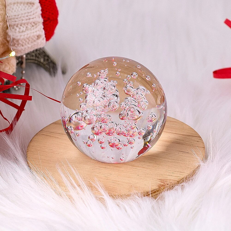 60mm átlátszó buborékos kristálygömb íróasztal díszek otthoni kreatív üveg dekor gömb szökőkút vízkerék forgó golyós kiegészítők