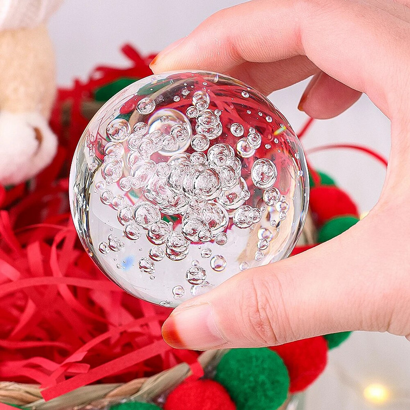 60mm átlátszó buborékos kristálygömb íróasztal díszek otthoni kreatív üveg dekor gömb szökőkút vízkerék forgó golyós kiegészítők