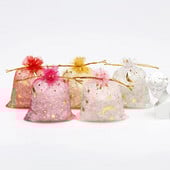 50db Stars & Moon Design Organza áttetsző géz elem ékszertáskák tüll szövet Esküvői ajándéktáskák tasak OrganzaAjándéktáska