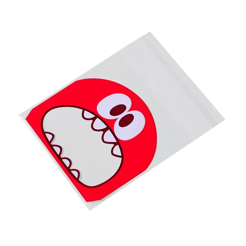 100 db aranyos szörny éles fogak műanyag zacskók karácsonyi ajándék csomagoló táskák esküvői cukorka táska OPP táskák születésnapi húsvéti parti dekoráció