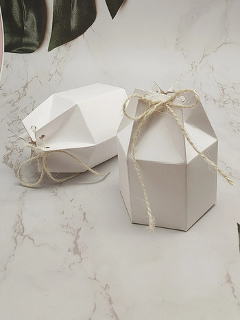 10 броя крафт хартия с конопено въже шестоъгълна опаковъчна кутия, кутия за бонбони, кутия за опаковане на подаръци
