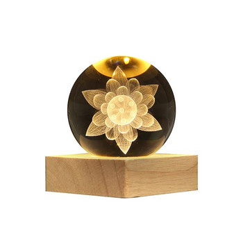 Китайски стил Creative 3D Lotus Crystal Ball Simplicity Solid Wood Base Home Кабинет Декор за всекидневна снежный шар Snow Globe