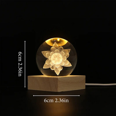 Kínai stílusú kreatív 3D lótusz kristálygömb egyszerű tömörfa bázis otthoni dolgozószoba dekoráció снежный шар Snow Globe