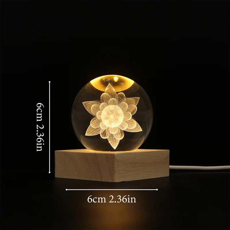 Kínai stílusú kreatív 3D lótusz kristálygömb egyszerű tömörfa bázis otthoni dolgozószoba dekoráció снежный шар Snow Globe