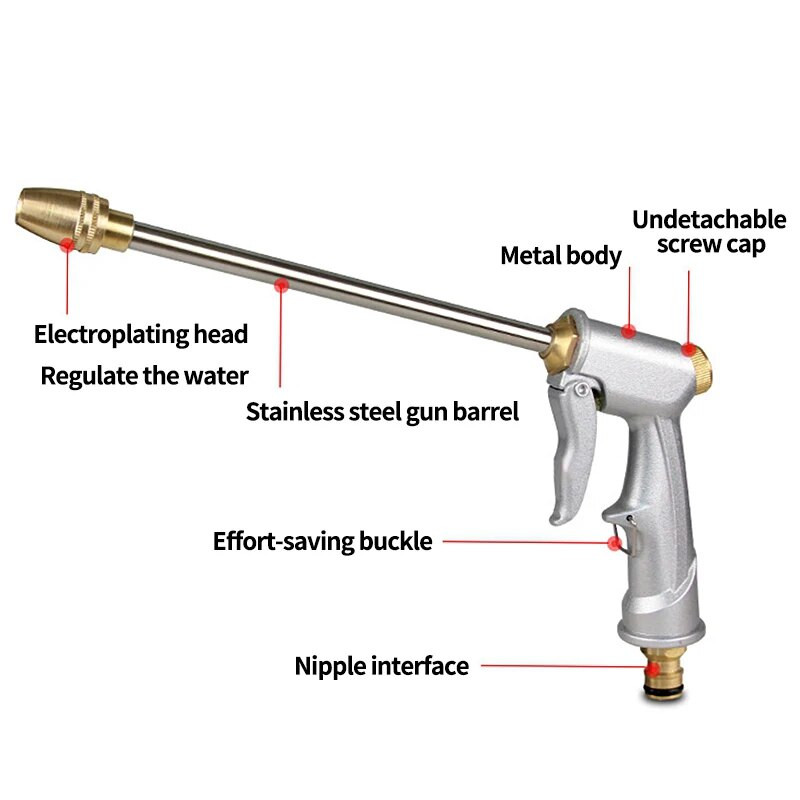 Fém kerti vízpisztoly locsoló közvetlen szórópisztoly tömlőfúvóka nagynyomású autómosó vízsugár pisztoly öntözés öntöző eszközök