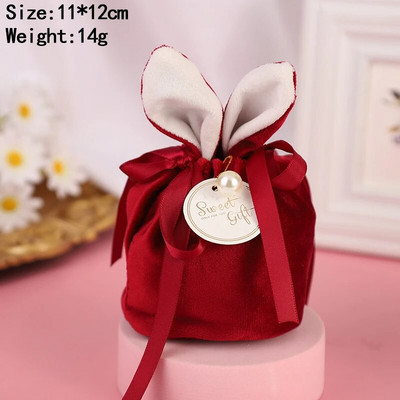 Húsvéti nyúl táskák Aranyos nyuszi ajándékcsomagolás bársonyos Valentin-napi csokoládé cukorka zacskók Esküvői Születésnapi Party Ékszer Szervező