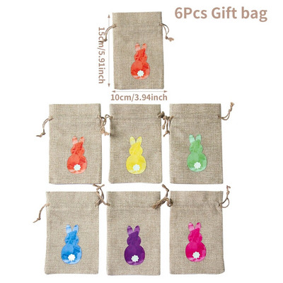 6db Húsvéti vászon ajándék táska Nyuszi cukorka süti csomagoló táska Tavaszi húsvéti buli kellékek Gyerekek születésnapi parti édesség ajándékok