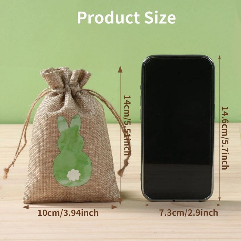 6db Húsvéti vászon ajándék táska Nyuszi cukorka süti csomagoló táska Tavaszi húsvéti buli kellékek Gyerekek születésnapi parti édesség ajándékok