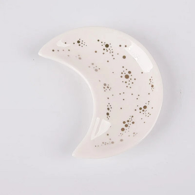 Kerámia Hold alakú kis ékszertál Fülbevaló Nyaklánc Gyűrű Tárolótányérok Gyümölcs desszert Vitrin Tál díszítőtálca