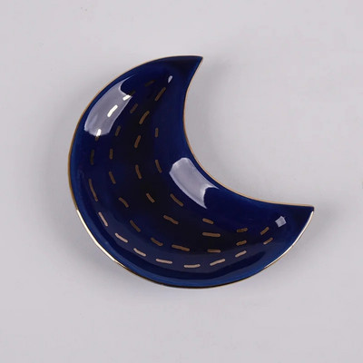 Kerámia Hold alakú kis ékszertál Fülbevaló Nyaklánc Gyűrű Tárolótányérok Gyümölcs desszert Vitrin Tál díszítőtálca