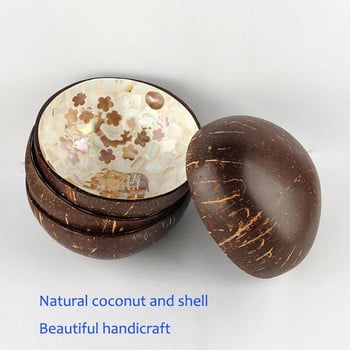 Творческа ръчно изработена купа от кокосови черупки Дървена купа Тава за съхранение на домашен декор