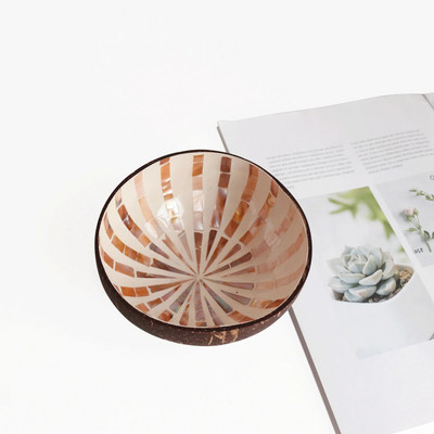 Kreatív, kézzel készített kókuszdióhéjú tálfa fatál lakberendezési tárolótálca