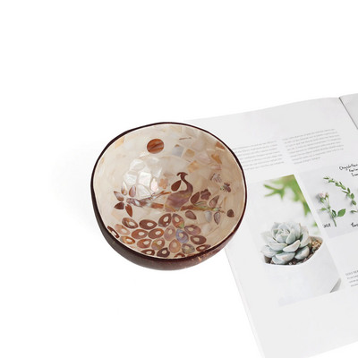 Kreatív, kézzel készített kókuszdióhéjú tálfa fatál lakberendezési tárolótálca