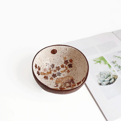 Kreatív, kézzel készített kókuszdióhéjú tálfa fatál lakberendezési tárolótálca