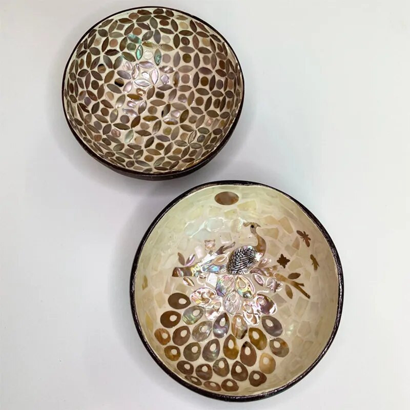 Kreatív, kézzel készített kókuszdióhéjú tálfa fatál lakberendezési tárolótálca