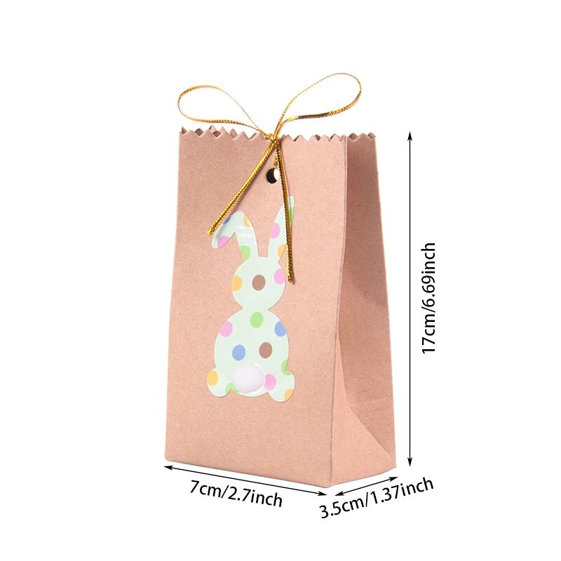 8db Húsvéti Nyuszi Ajándéktáskák Kötél Nyúl nátronpapír csemege táska Húsvéti parti dekoráció Sütemény Cukorka Ajándékcsomagoló táska Szívesség táska