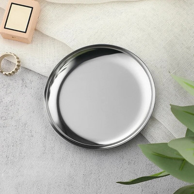 Metallist dekoratiivsed alused 10 cm ümmargused roostevabast terasest plaadid vaakumkattega kuld/hõbe/värvilised ehtealused laua korraldaja