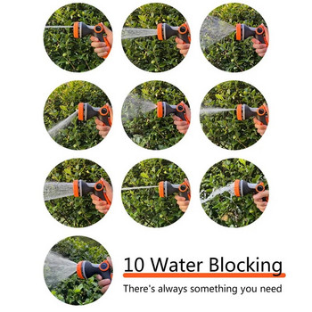 Накрайник за градински маркуч Тежкотоварен метален пистолет за пръскане на вода Пръскачка за миене под високо налягане с 10 регулируеми шарки