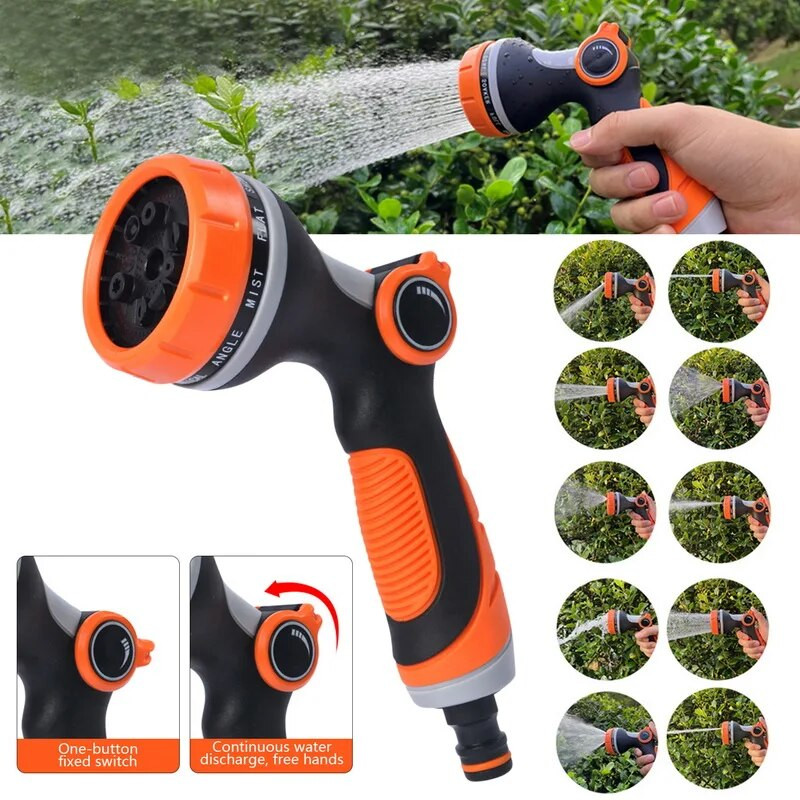 Kerti tömlő fúvóka Nagy teherbírású fém vízszóró pisztoly nagynyomású mosó permetező 10 állítható mintával