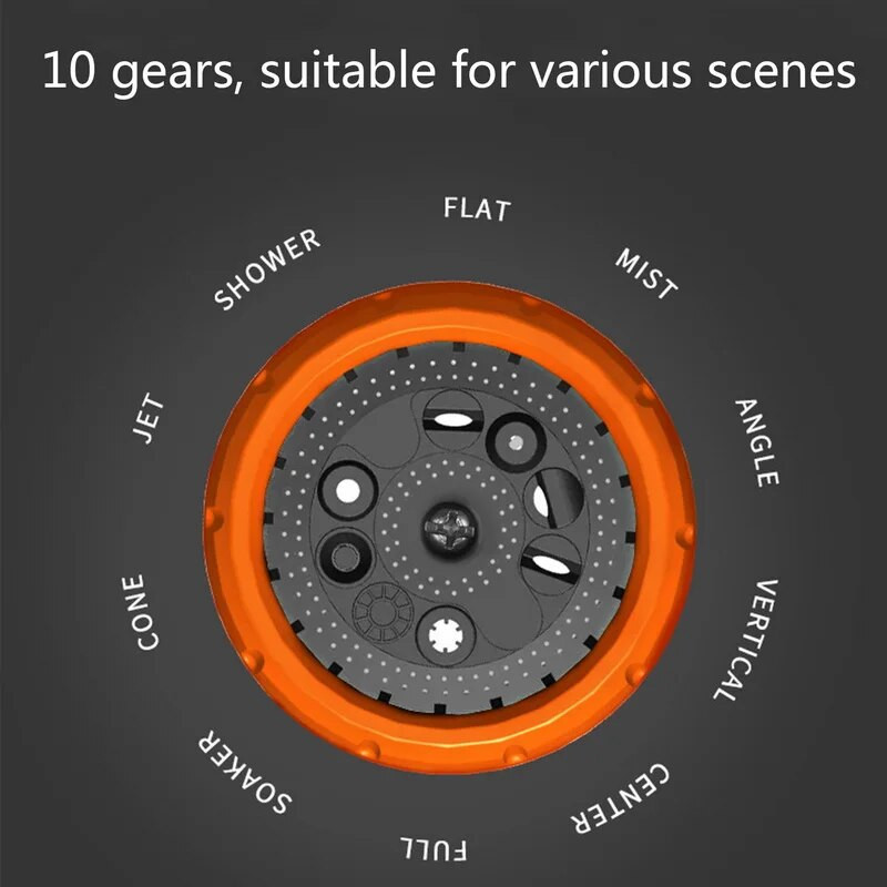 Kerti tömlő fúvóka Nagy teherbírású fém vízszóró pisztoly nagynyomású mosó permetező 10 állítható mintával