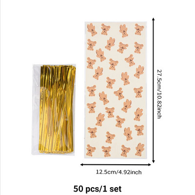 50db/1szett Húsvéti nyúltojás ajándéktáska Rajzfilm stílusú aranyos süti cukorka csomagoló táska ajándékcsomagoló tasakhoz Húsvéti dekoráció 2024