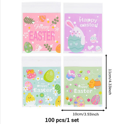 50db/1szett Húsvéti nyúltojás ajándéktáska Rajzfilm stílusú aranyos süti cukorka csomagoló táska ajándékcsomagoló tasakhoz Húsvéti dekoráció 2024