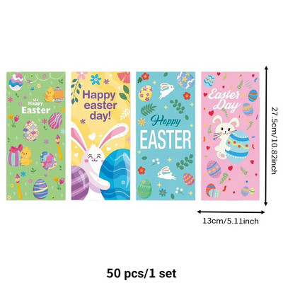50db/1szett Húsvéti nyúltojás ajándéktáska Rajzfilm stílusú aranyos süti cukorka csomagoló táska ajándékcsomagoló tasakhoz Húsvéti dekoráció 2024