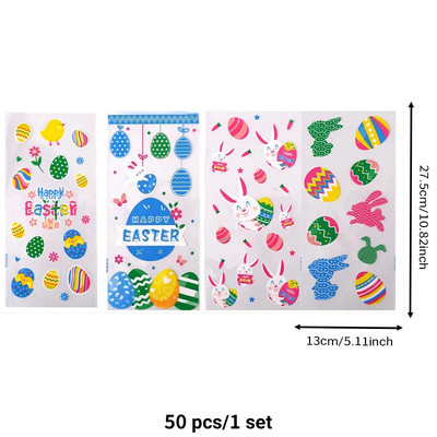 50db/1szett Húsvéti nyúltojás ajándéktáska Rajzfilm stílusú aranyos süti cukorka csomagoló táska ajándékcsomagoló tasakhoz Húsvéti dekoráció 2024