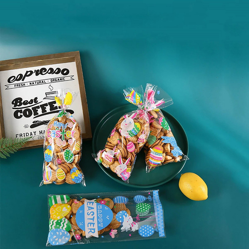 50db/1szett Húsvéti nyúltojás ajándéktáska Rajzfilm stílusú aranyos süti cukorka csomagoló táska ajándékcsomagoló tasakhoz Húsvéti dekoráció 2024