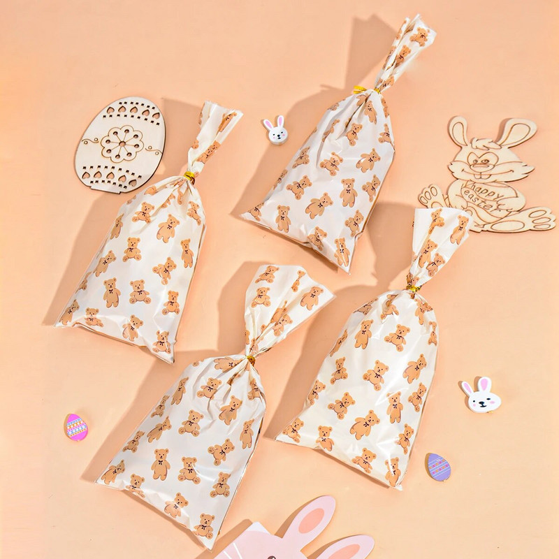 50db/1szett Húsvéti nyúltojás ajándéktáska Rajzfilm stílusú aranyos süti cukorka csomagoló táska ajándékcsomagoló tasakhoz Húsvéti dekoráció 2024