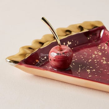 Σκανδιναβικό κεραμικό καρπούζι μήλο Μικρά κοσμήματα σκουλαρίκια για πιάτα κολιέ Δαχτυλίδι Πιάτα αποθήκευσης Επιδόρπιο με φρούτα Διακοσμητικό μπολ