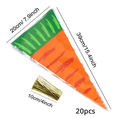 20db húsvéti sárgarépa cukorka táska nyúl műanyag zacskó Húsvéti születésnapi parti dekoráció gyerekeknek süti táska édesség ajándékdoboz parti kellékek