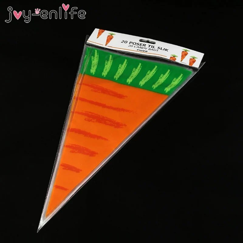 20db húsvéti sárgarépa cukorka táska nyúl műanyag zacskó Húsvéti születésnapi parti dekoráció gyerekeknek süti táska édesség ajándékdoboz parti kellékek