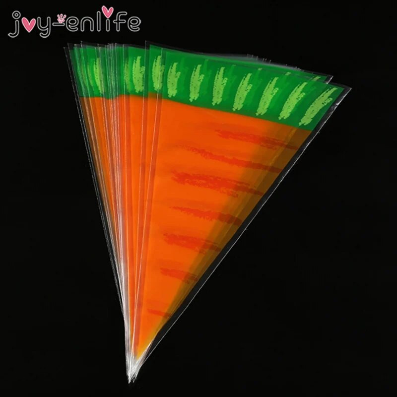 20db húsvéti sárgarépa cukorka táska nyúl műanyag zacskó Húsvéti születésnapi parti dekoráció gyerekeknek süti táska édesség ajándékdoboz parti kellékek