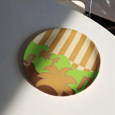 Bambuszszálas étkészlet Kerek vacsoratál koreai stílusú saláta desszert kenyér tányérok gyümölcstálca uzsonnás edény otthoni konyha kávézóba