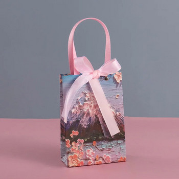 Цвете Подарък Pakcaging Bag 3D Облак Картина с маслени бои Хартиена чанта Свети Валентин Рожден ден Сватба Парти Favor Bag Магазин за дрехи Дамска чанта