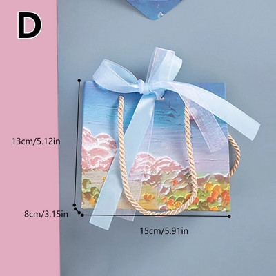 Virágos ajándékcsomagoló táska 3D felhő olajfestmény papírtáska Valentin-napi születésnapi esküvői buli szívességi táska ruhabolt kézitáska